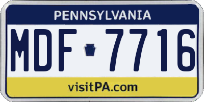 PA license plate MDF7716