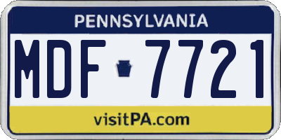 PA license plate MDF7721