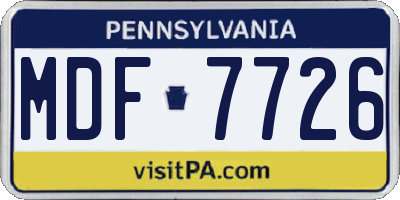 PA license plate MDF7726