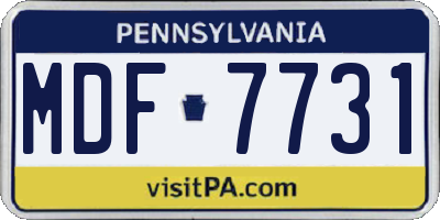 PA license plate MDF7731