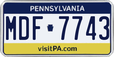 PA license plate MDF7743