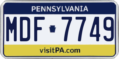 PA license plate MDF7749