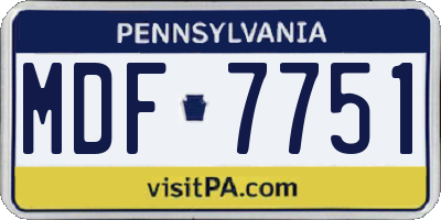 PA license plate MDF7751