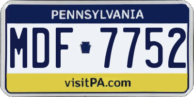 PA license plate MDF7752