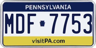 PA license plate MDF7753