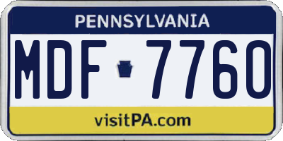 PA license plate MDF7760