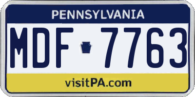 PA license plate MDF7763