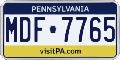 PA license plate MDF7765