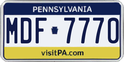 PA license plate MDF7770