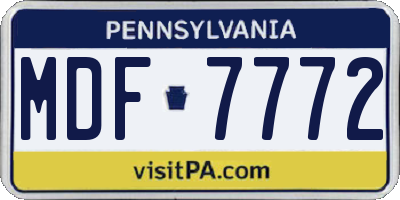 PA license plate MDF7772