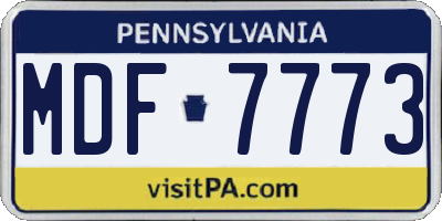 PA license plate MDF7773