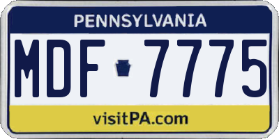 PA license plate MDF7775