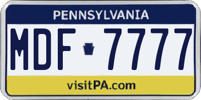 PA license plate MDF7777