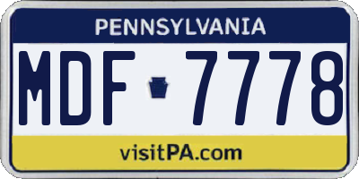 PA license plate MDF7778