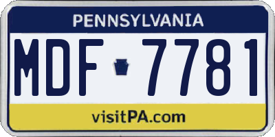 PA license plate MDF7781