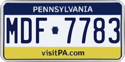 PA license plate MDF7783
