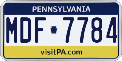 PA license plate MDF7784