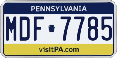 PA license plate MDF7785
