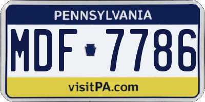 PA license plate MDF7786