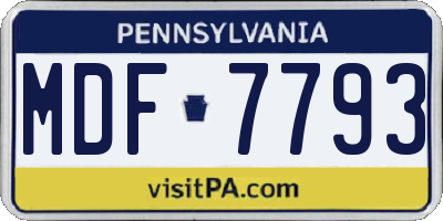 PA license plate MDF7793