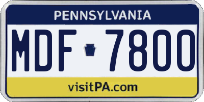 PA license plate MDF7800
