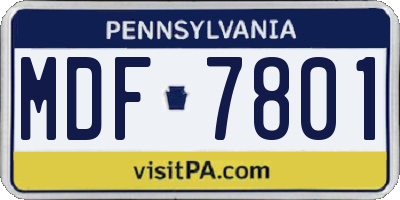 PA license plate MDF7801