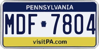 PA license plate MDF7804