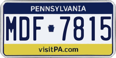 PA license plate MDF7815