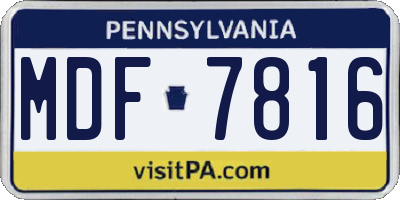 PA license plate MDF7816