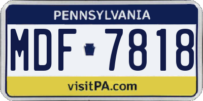 PA license plate MDF7818