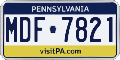 PA license plate MDF7821