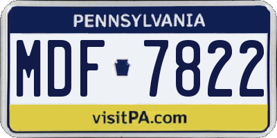 PA license plate MDF7822