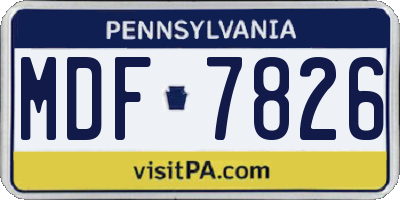 PA license plate MDF7826