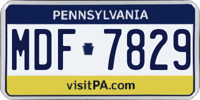 PA license plate MDF7829