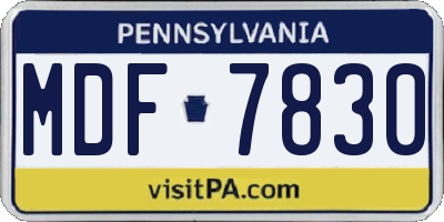 PA license plate MDF7830