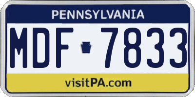 PA license plate MDF7833