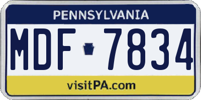 PA license plate MDF7834