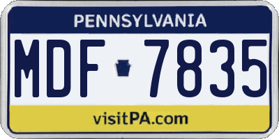 PA license plate MDF7835