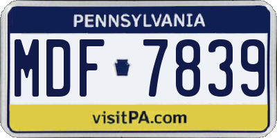 PA license plate MDF7839