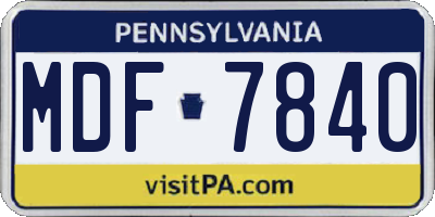 PA license plate MDF7840