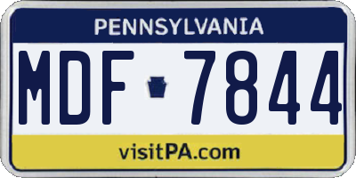 PA license plate MDF7844