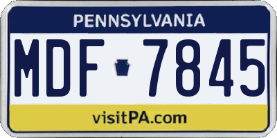 PA license plate MDF7845