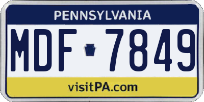 PA license plate MDF7849