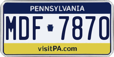 PA license plate MDF7870