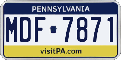 PA license plate MDF7871