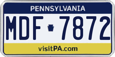 PA license plate MDF7872