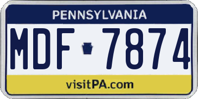 PA license plate MDF7874