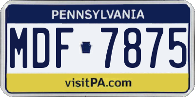 PA license plate MDF7875