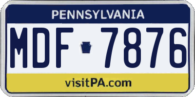 PA license plate MDF7876