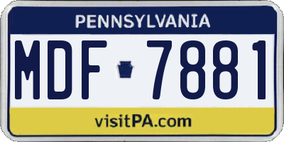 PA license plate MDF7881